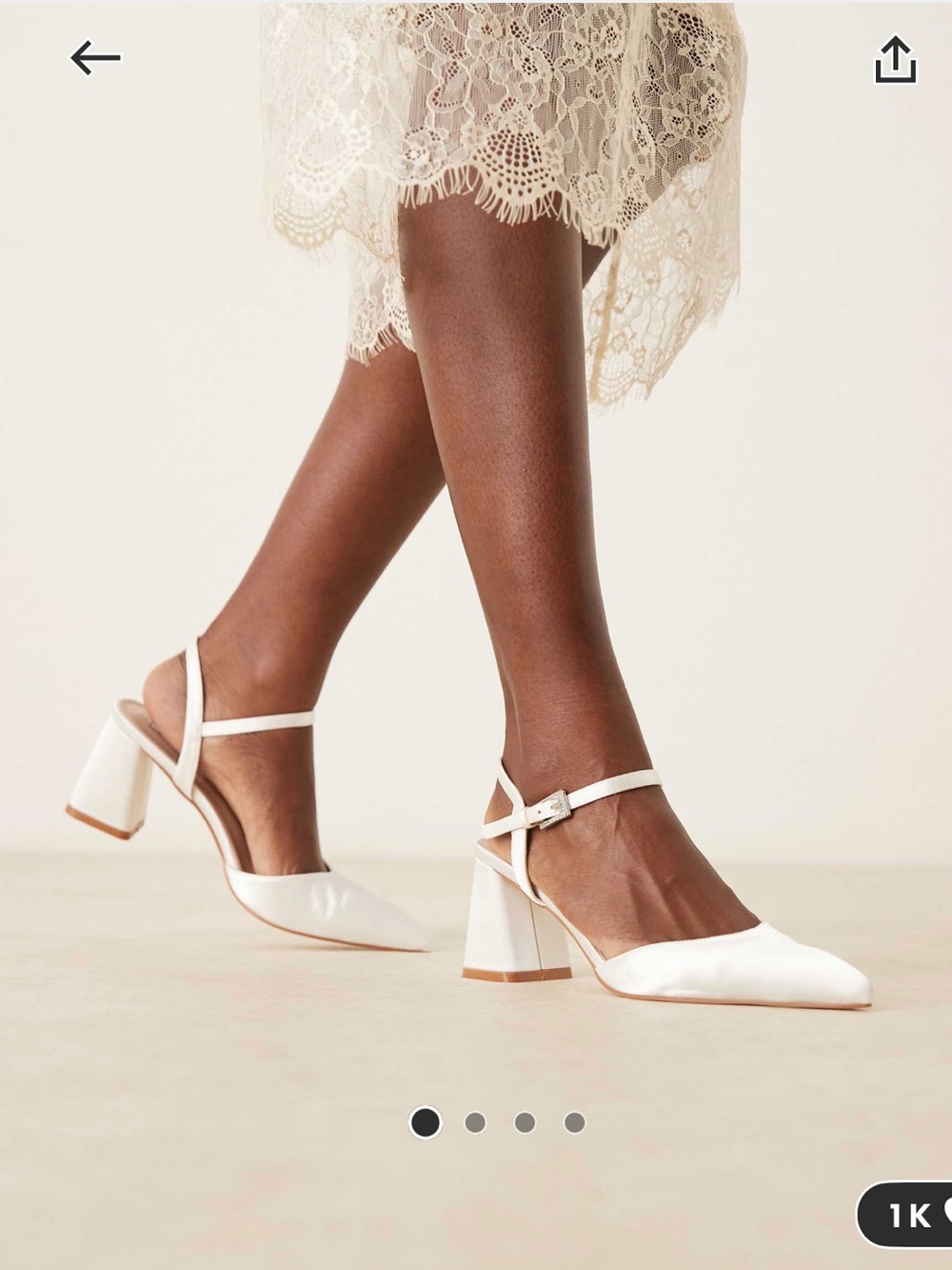 Be Mine Bridal Ravina Pointed Toe Block Heeled Shoes in Ivory
